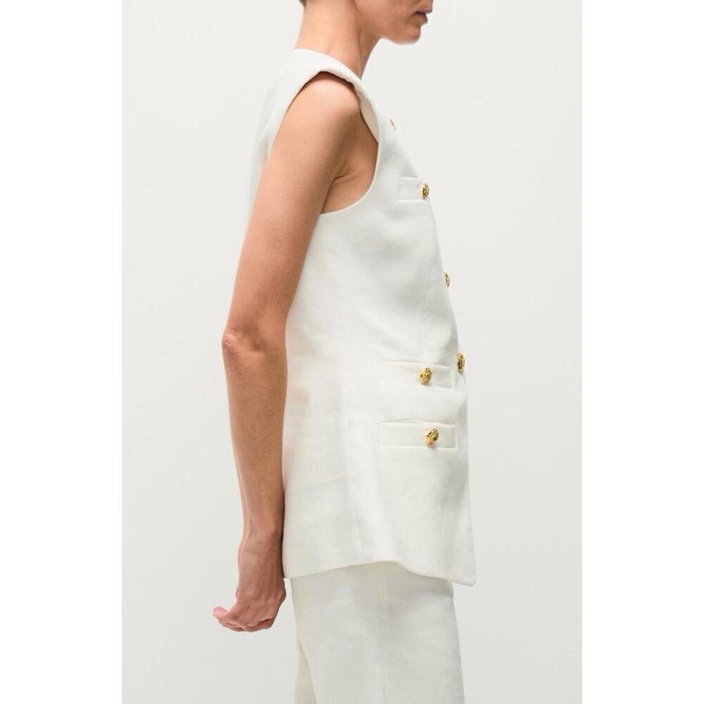 New Veronica Beard Tamara Linen Vest In Off-white Size 10 $548 - Picture 3 of 11